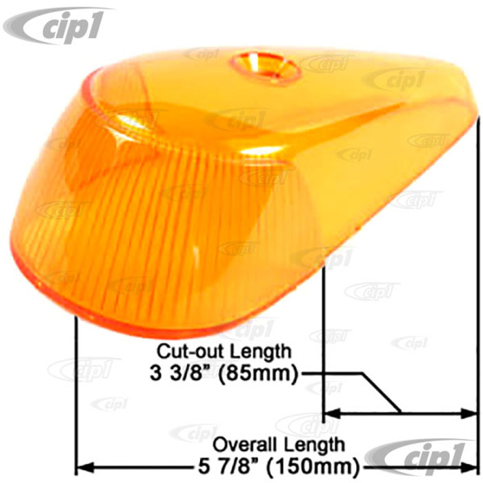 VWC-111-953-161-H - 111953161H - FRONT TURN SIGNAL LENS AMBER - LEFT OR RIGHT - BEETLE 68-69 - SEE NOTES - SOLD EACH