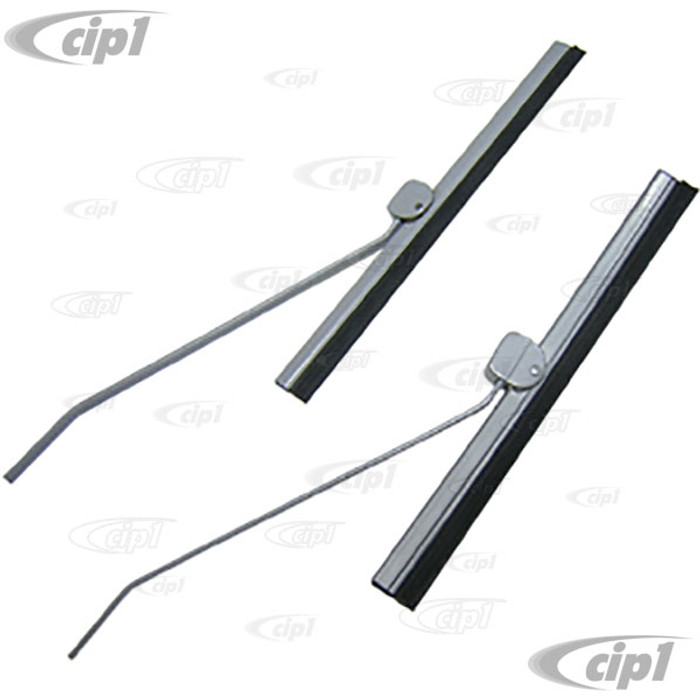 VWC-111-955-425-2 - (111955425) - SILVER WIPER ARMS WITH 185MM BLADES ATTACHED - SOLD IN PAIRS - BEETLE 53-57
