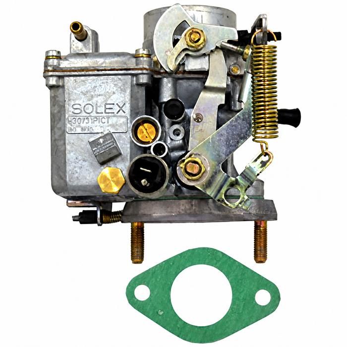 VWC-113-129-029-ADP - 113129029 - BROSOL/SOLEX - 30/31 PICT CARBURETOR WITH IDLE CUT OFF VALVE & VOLUME CONTROL SCREW (WITH ADAPTER) - 12-VOLT - FITS BEETLE/GHIA 67-70 (WITH ADAPTER TO FIT BEETLE/GHIA 71-74 - BUS 1971) - SOLD EACH