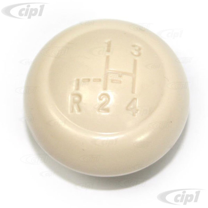 VWC-113-711-141-PIV - 113711141 - EXCELLENT REPRODUCTION - IVORY SHIFT KNOB WITH SHIFT PATTERN - 10MM - BEETLE 52-61 - GHIA 56-61 - BUS 52-67 - SOLD EACH