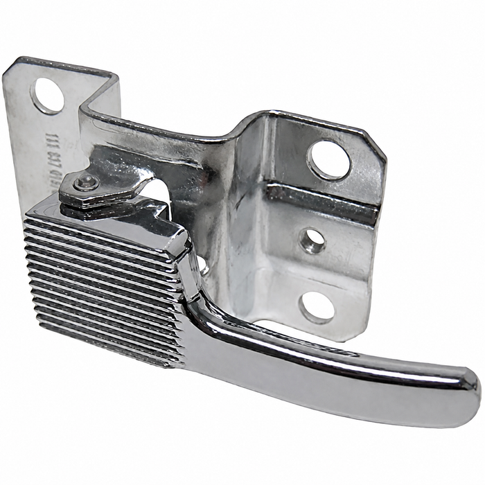 VWC-113-837-019-BCH - INNER DOOR RELEASE LEVER - LEFT - CHROME LEVER WITH METAL BRACKET - BEETLE 67-79 / GHIA 64-74 / TYPE-3 67-71