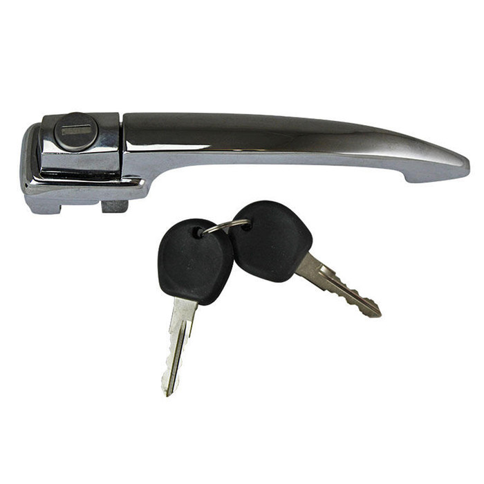 VWC-113-837-205-D - 113837205D - OUTER LOCKING DOOR HANDLE W/ KEYS LEFT OR RIGHT - BEETLE 64-66   FROM CHASSIS #5 888 185 - SOLD EACH