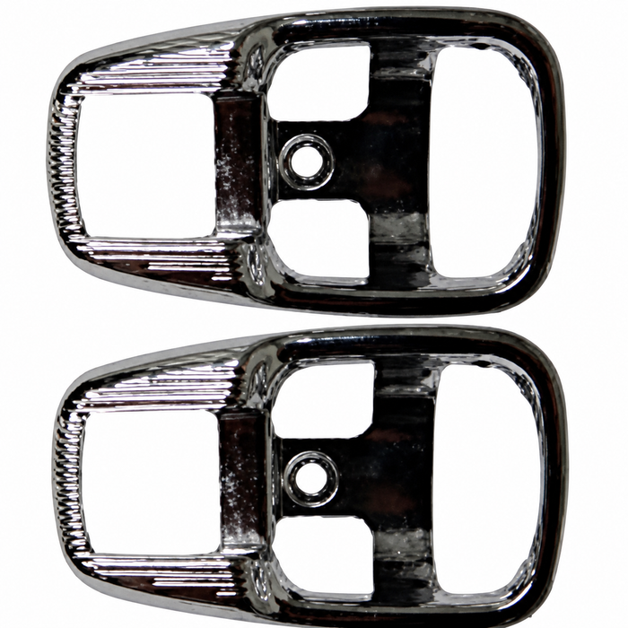VWC-113-837-239-BPPR - 113837239B - GOOD QUALITY - PAIR OF CHROME PLASTIC TRIM PLATES - FOR DOOR RELEASE LEVER - STANDARD BEETLE 67-77 / GHIA 65-70 / BUS 74-79 / TYPE-3 62-73 - SOLD PAIR