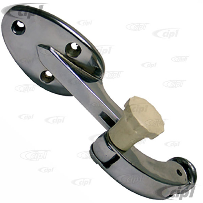 VWC-113-847-079-C - 113847079C - EXCELLENT REPRODUCTION - CHROME POPOUT WINDOW LATCH WITH IVORY KNOB - LEFT - BEETLE 65-77 - SOLD EACH