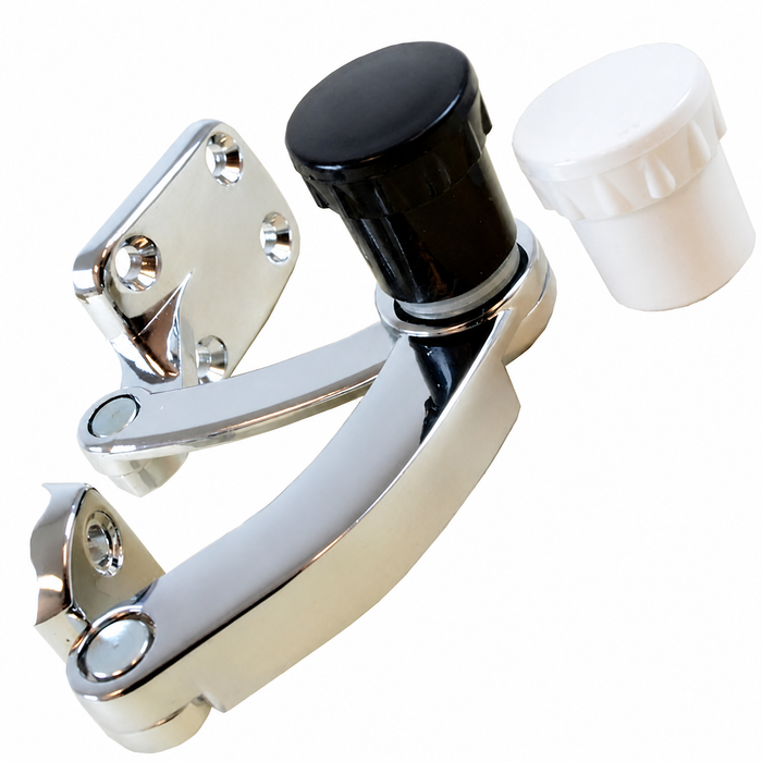 VWC-113-847-080 - 113847080 - EXCELLENT REPRODUCTION - CHROME POPOUT WINDOW LATCH (INCLUDES BOTH BLACK AND WHITE KNOBS) - RIGHT - BEETLE 53-64 - SOLD EACH