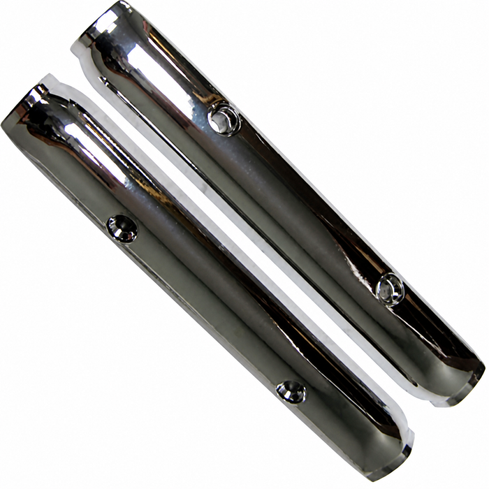 VWC-113-847-129-CH - 113847129 - EXCELLENT - POP OUT WINDOW HINGE COVERS - CHROME - BEETLE 53-77 - SOLD PAIR