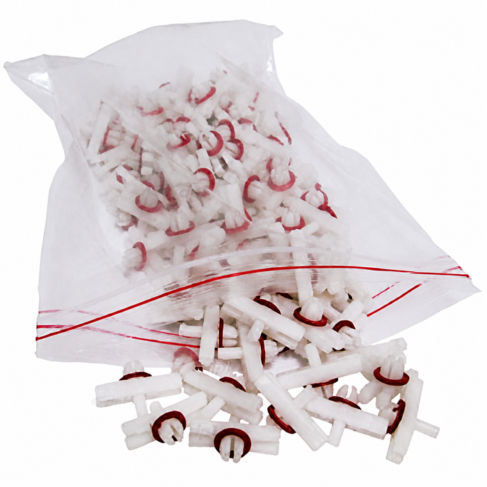 VWC-113-853-585-C100 - BAG OF 100 PLASTIC BODY MOLDING CLIPS - BEETLE 67-79/TYPE-3 67-74 - SOLD BAG OF 100