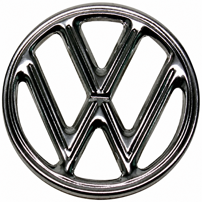 VWC-113-853-601-AGR - 113853601A -  GERMAN - FRONT HOOD EMBLEM - 3 PIN STYLE - METAL WITH PVC PLASTIC BACKING RING AND PINS - BEETLE 60-63 - SOLD EACH