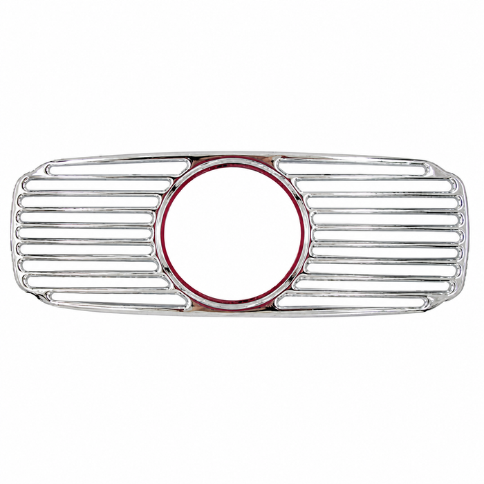 VWC-113-857-215 - 113857215 - ZVW-92 - DASH CHROME RADIO SPEAKER GRILL WITH 80MM HOLE FOR CLOCK OR TACH - 10-7/8 IN. WIDE X 3-15/16 IN. TALL - BEETLE 52-57 - SOLD EACH