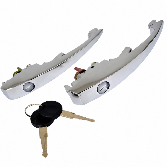 VWC-113-898-205-M - 113898205M  - CIP1 PREMIUM QUALITY - VERY NICE CHROME FINISH AND CASTING - KEYED ALIKE OUTER LOCKING DOOR HANDLES WITH KEYS - BEETLE 68-79 - GHIA 68-74 (WILL FIT TYPE-3 68-73 W/SLIGHT MOD) - SOLD EACH