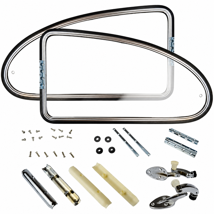 VWC-113-898-400-BC - 113898400B - ECONOMY QUALITY - REAR QUARTER POP-OUT WINDOW KIT - SEMI-BRIGHT FINISH ALUMINUM EXTRUSION - BEETLE 65-77 - PINCH WELT NOT INCLUDED - SEE SPECIAL NOTES - SOLD PAIR