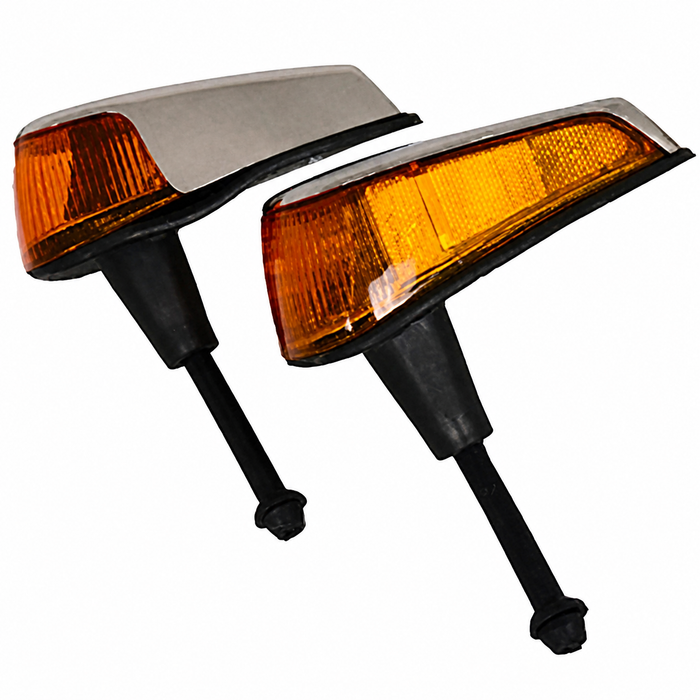 VWC-113-953-041-NPR - PAIR OF COMPLETE FRONT TURN SIGNAL ASSEMBLIES W/AMBER LENS (WITH CHROME PLASTIC COVERS) - LEFT/RIGHT - SEAL INCLUDED - BEETLE 70-79 - SOLD LEFT/RIGHT PAIR