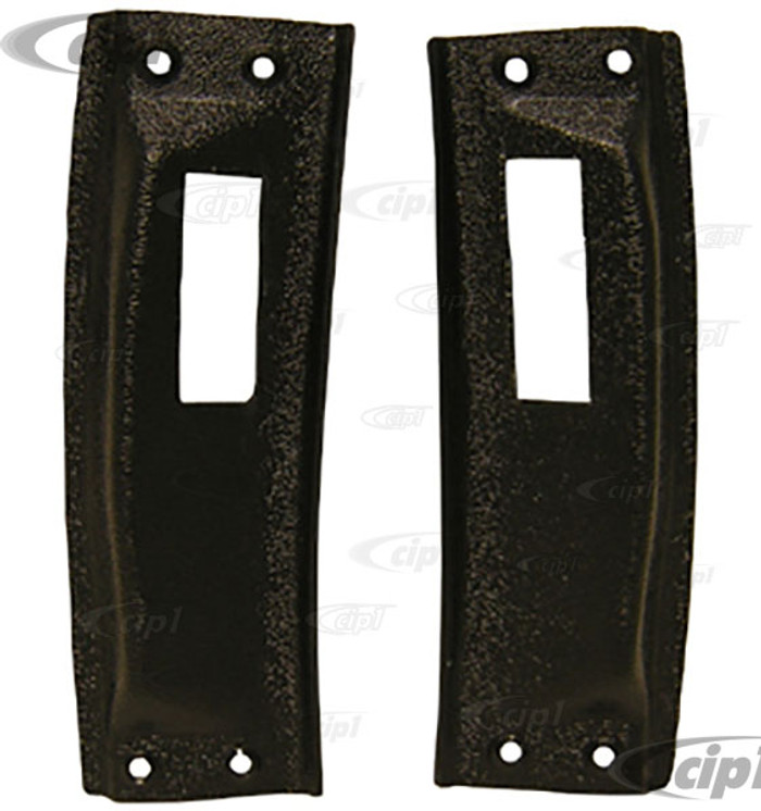 VWC-141-871-633-PR - CONVERTIBLE HEADER COVER PLATES - BLACK PLASTIC - GHIA 58-69-1/2 -  SOLD PAIR