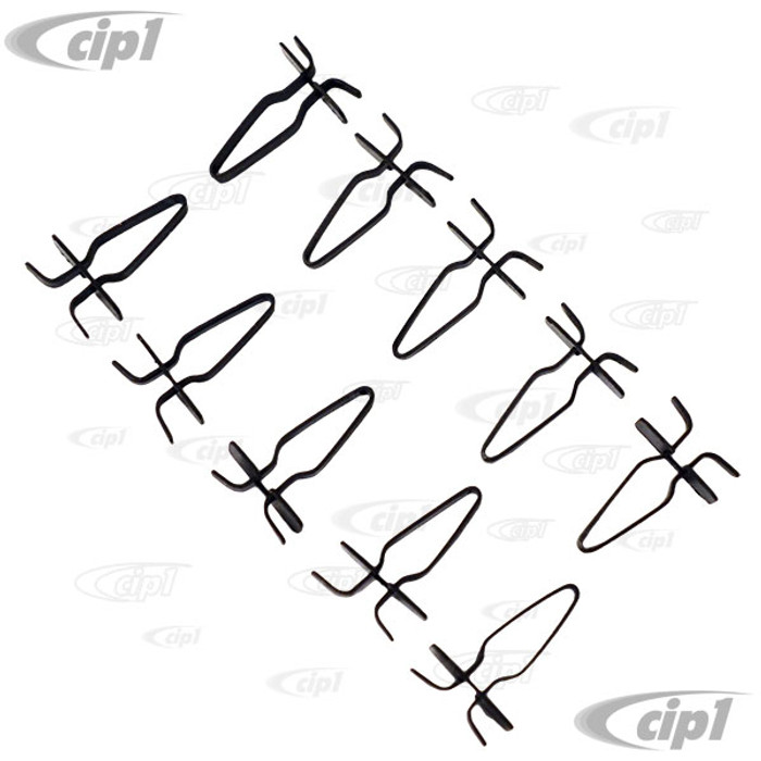 VWC-141-898-335-SET - (141898335) - EXCELLENT GERMAN QUALITY - OUTSIDE DOOR WINDOW SCRAPER MOLDING CLIPS - 10 PIECE SET DOES 1 CAR - GHIA 56-71 - SOLD SET OF 10