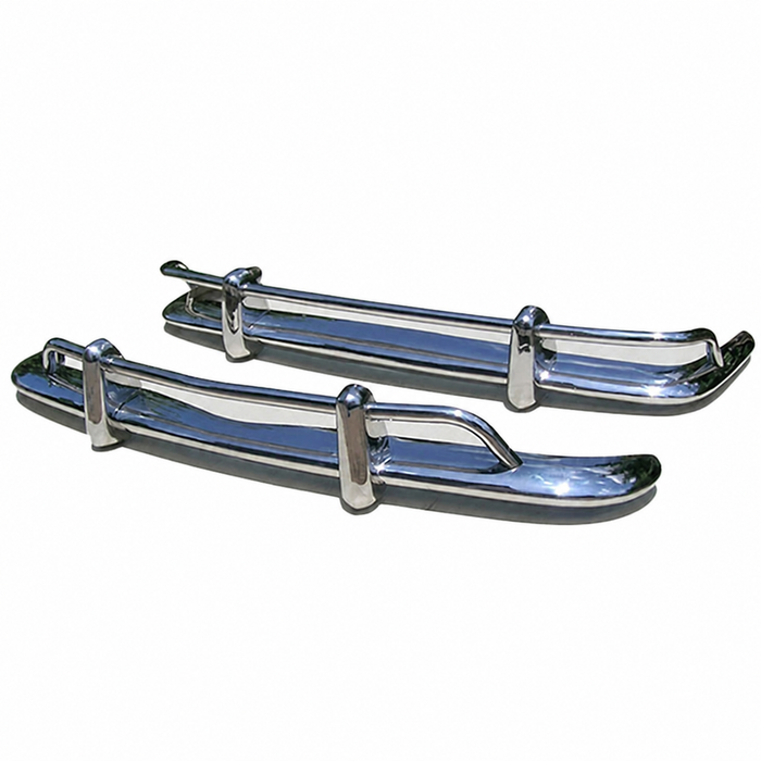 VWC-143-798-102 - (143798102) POLISHED STAINLESS STEEL - FRONT & REAR COMPLETE BUMPER SET WITH GUARDS & OVERRIDER BOWS - ASSEMBLY REQUIRED (MOUNTING HARDWARE NOT INCLUDED) - KARMANN GHIA 67-69 - SOLD SET