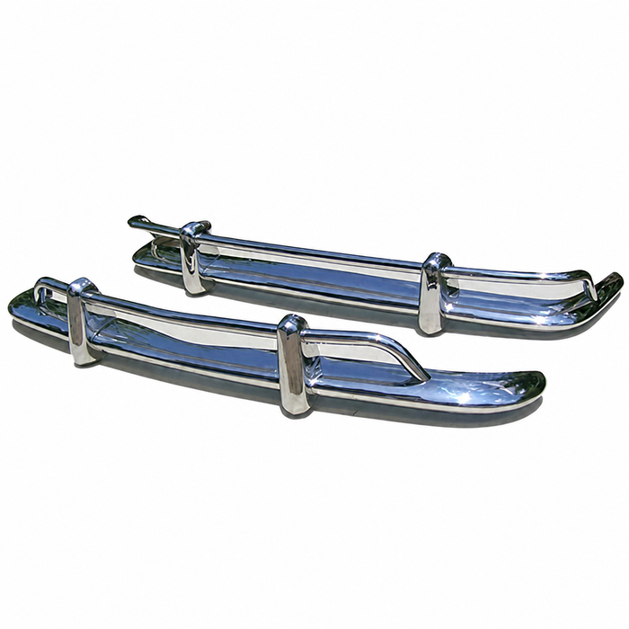 VWC-143-798-103 - (143798103) POLISHED STAINLESS STEEL - FRONT & REAR COMPLETE BUMPER SET WITH GUARDS & OVERRIDER BOWS - ASSEMBLY REQUIRED (MOUNTING HARDWARE NOT INCLUDED) - KARMANN GHIA 70-71 - SOLD SET