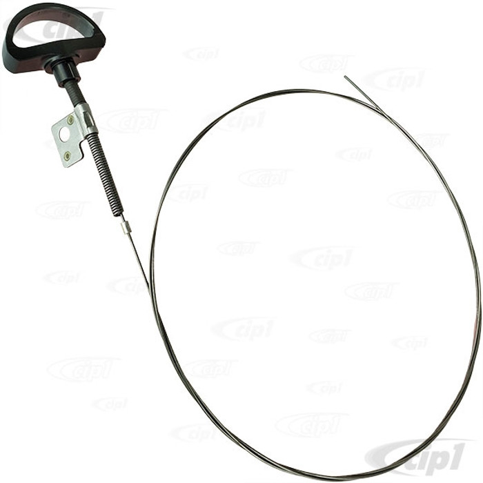 VWC-181-823-531-C - (181823531C) MADE IN GERMANY - FRONT HOOD RELEASE CABLE WITH HANDLE AND BRACKET - VW THING 70-79 - SOLD EACH