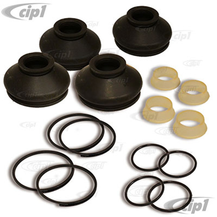 VWC-211-405-375-SET - (211405375A) EXCELLENT QUALITY - SET OF 4 REPLACEMENT UPPER AND LOWER BALL JOINT BOOTS WITH CLIPS (ENOUGH TO DOES 1 VEHICLE) - BUS 68-79 - SOLD SET OF 4