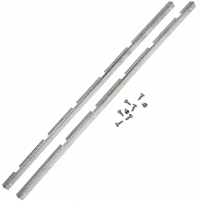 VWC-211-837-813-A - 211837813A - FRONT DOOR SLIDING WINDOW LATCH PLATES WITH MOUNTING SCREWS - STAINLESS STEEL - BUS 55-67 - SOLD PAIR