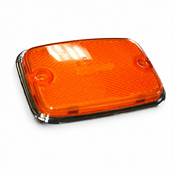 VWC-211-945-119-A - GERMAN QUALITY FROM C&C U.K. - FRONT SIDE MARKER REFLECTOR YELLOW WITH CHROME TRIM - LEFT OR RIGHT - BUS 70-79 - REF.#'s - 221-119A-LR - S23654 - 211945119A - SOLD EACH