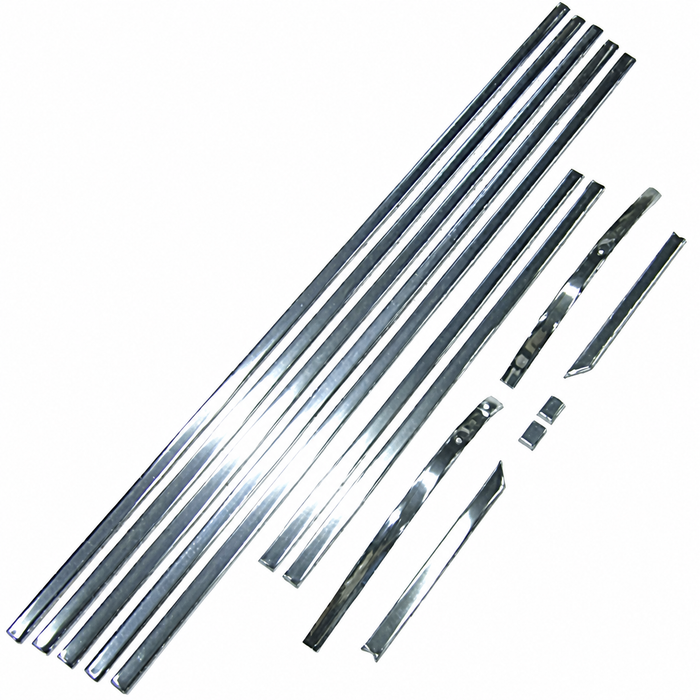 VWC-241-898-111-ASL - 241898111A - EXCELLENT QUALITY - POLISHED STAINLESS STEEL - 68-71 BUS MOLDING KIT (WILL ALSO FIT 72-79 - SEE NOTES) - 13 PIECE KIT WITH CLIPS AND SCREWS - AROUND BELT LINE - SOLD KIT