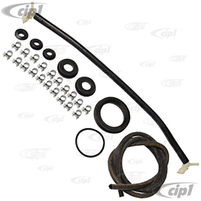 VWC-251-298-220-B - GERMAN MADE - FUEL TANK RESEAL KIT (INSIDE 38MM-OUTSIDE 64MM) - INCLUDES CROSSOVER ASSEMBLY-FUEL HOSE-20 HOSE CLAMPS-FILLER TANK GROMMET-VARIOUS OTHER SEALS - VANAGON 83-1/2-91 (EXCEPT SYNCRO) - SOLD KIT