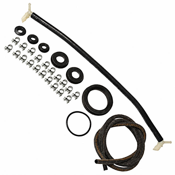 VWC-251-298-220-B - 251298220B - GERMAN MADE - FUEL TANK RESEAL KIT (INSIDE 38MM-OUTSIDE 64MM) - INCLUDES CROSSOVER ASSEMBLY-FUEL HOSE-20 HOSE CLAMPS-FILLER TANK GROMMET-VARIOUS OTHER SEALS - VANAGON 83-1/2-91 (EXCEPT SYNCRO) - SOLD KIT