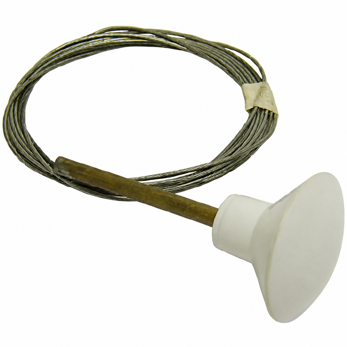 VWC-343-823-531-AWH - 343823531A - FRONT HOOD CABLE - WITH WHITE KNOB - BEETLE 52-67 - GHIA 56-67 (FRONT ONLY - DOES NOT FIT GHIA REAR)