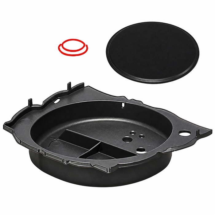 VWC-411-803-595 - (411803595) MADE IN GERMANY - SPARE TIRE WELL METAL 136MM CAP / PLUG - SUPER BEETLE 71-79 (VARIOUS WATER-COLLED MODELS 74-92) - SOLD EACH