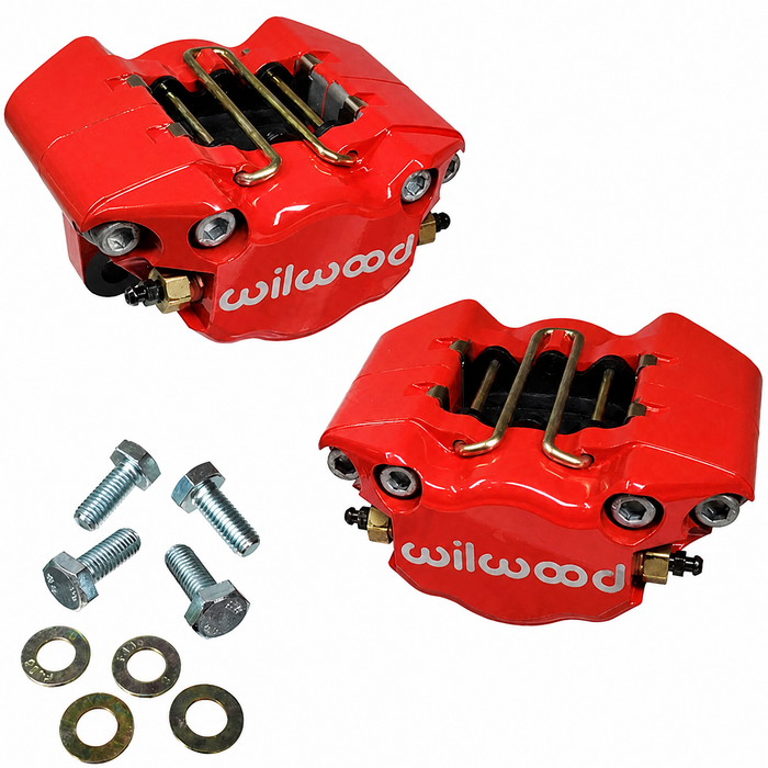 C13-16-2526-R - EMPI/WILWOOD - RED - 2 PISTON CALIPER CONVERSION KIT WITH BRAKE PADS AND MOUNTING BOLTS (REPLACES ALL POPULAR BEETLE/GHIA DISC BRAKE CALIPERS) - SOLD RED PAIR