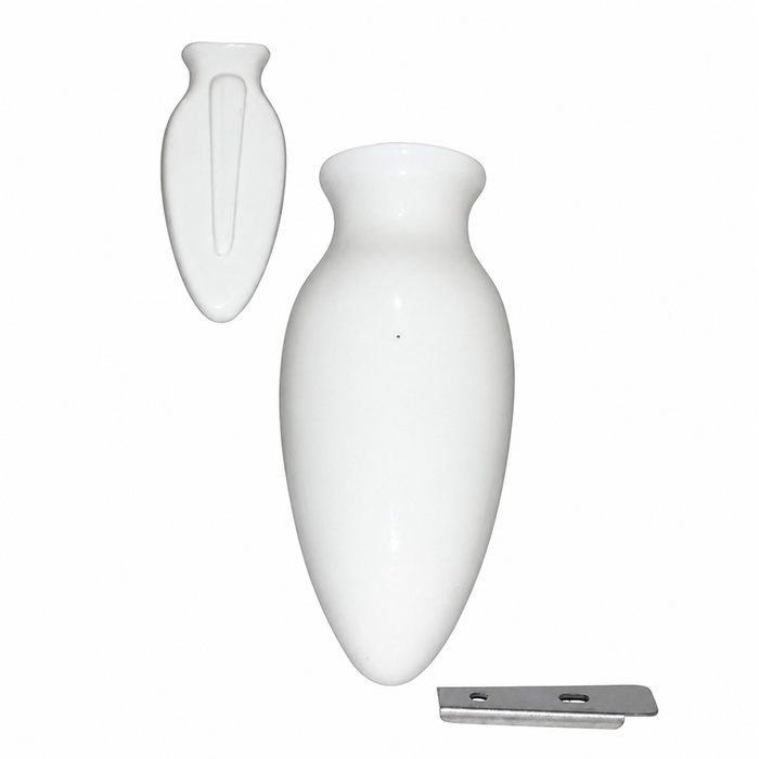 C23-AC881-951 - BUD VASE - BUDVASE - WHITE CERAMIC WITH MOUNTING CLIP - SOLD EACH