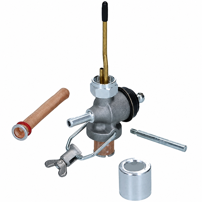VWC-211-209-021-A8 - 211209021A - GERMAN - FUEL RESERVE TAP / VALVE WITH 8MM INLET TUBE COMPLETE WITH FILTER SCREEN AND SEALS - BEETLE 52-55 - BUS 52-55 - ALSO PORSCHE 356 - SOLD EACH