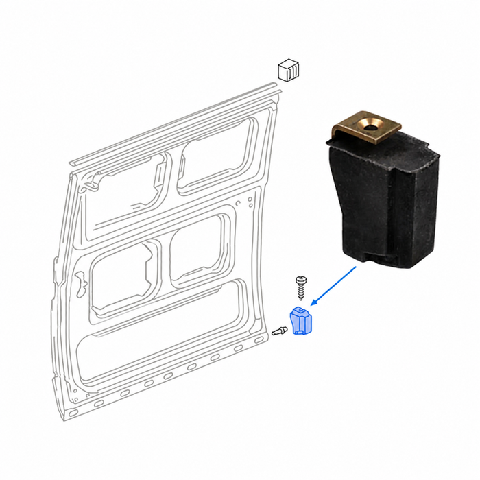VWC-251-843-312-A - 251843312A - GERMAN MADE - REAR OF SLIDING DOOR LOWER RUBBER BUMP STOP - T25 VANAGON - 80-92 - SOLD EACH