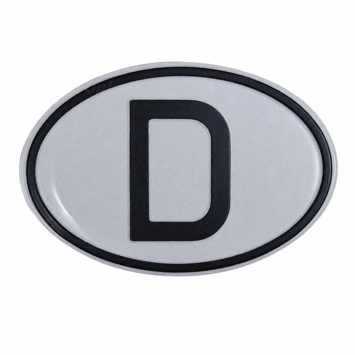 C10-20-2396 - MADE IN GERMANY - AULMINUM NATIONALITY D-PLATE (DRILLING HOLES REQUIRED) - UNIVERSAL - SOLD EACH