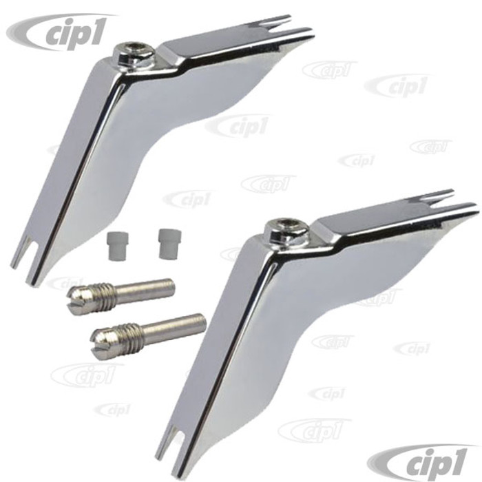 VWC-151-837-627-APR - 151837627A - EXCELLENT GERMAN QUALITY - CHROME GUIDE SUPPORTS - TOP VENT WINDOW PIVOTS WITH ADJUSTING SCREW - BEETLE CONVERTIBLE 64-72 - SOLD PAIR
