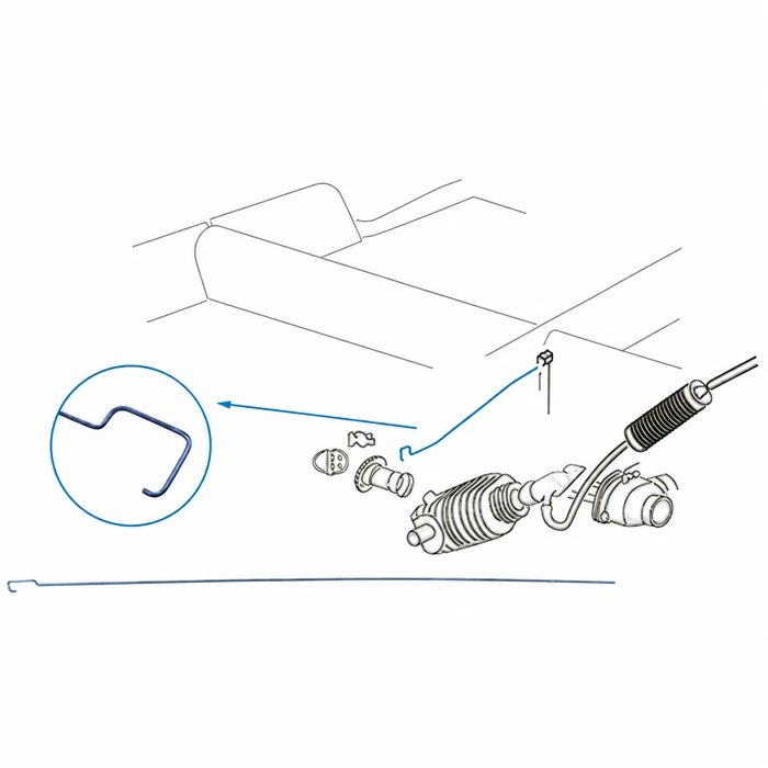 VWC-311-255-547-PR - 311255547 - GERMAN - PAIR OF LEFT AND RIGHT REAR HEATER CABLE PULL RODS UNDER BACK SEAT - BEETLE 65-77 - GHIA 65-74  - TYPE-3 64-72 - VW THING 69-79 - SOLD PAIR