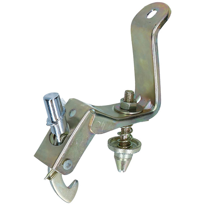 VWC-111-823-507-FCH - (111823507F) - FRONT HOOD LATCH BRACKET WITH PIN AND CHROME BUTTON - BEETLE 68-79 - SOLD EACH