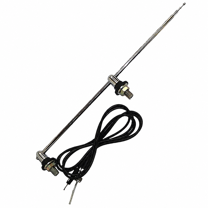 ACC-C10-3342-SS - 58-3506 - ZVW5 - S00714 - EXCELLENT QUALITY - STAINLESS STEEL WITH CHROME LIKE FINISH - DUAL BASE SIDE MOUNT ANTENNA - BEETLE 46-79 / BUS 50-79 - SOLD EACH