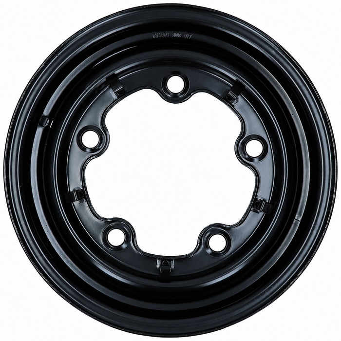 VWC-211-601-027-FBK - 211601027F - SWT BEST QUALITY - STOCK STEEL WHEEL - 14 X 5.0 INCH WIDE - 5X205MM BOLT PATTERN - HUBCAP CLIPS INCLUDED - PAINTED BLACK - BUS 55-70 - BRAZIL BUS 67-81 - VW THING 69-79 - SOLD EACH