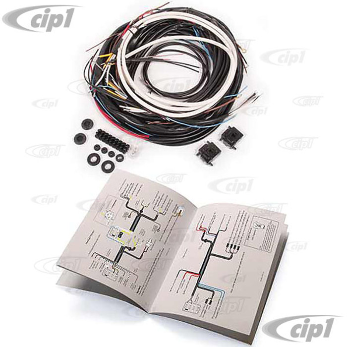 VWC-113-971-011 - (113971011 WK-113-56-57) - COMPLETE WIRING HARNESS - BEETLE SEDAN ONLY - INCLUDES PLUGS - GROMMETS - INSTRUCTIONS - 56-57 (ALSO FITS BEETLE 1955 WITH BULLET STYLE T/S LIGHTS) - SOLD KIT