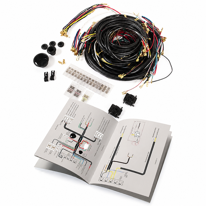VWC-113-971-011-H - COMPLETE WIRING HARNESS - INCLUDES ALL CLIPS/PLUGS/GROMMETS AND INSTRUCTIONS - BEETLE SEDAN AND CONVERTIBLE - 68-69 - REF.#'s -  113971011H - WK-113-68-69 - SOLD KIT
