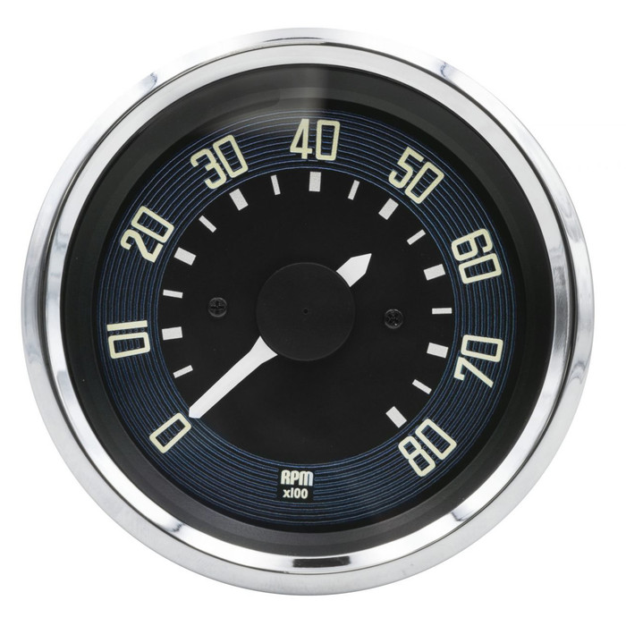 C34-EET3-1B32-100C - 80MM 0-8000 RPM TACHOMETER - BLACK FACE WITH CHROME BEZEL - WILL FIT ANY YEAR AND MODEL 80MM DASH HOLE - REF. EMPI 14-1110-0 - SOLD EACH
