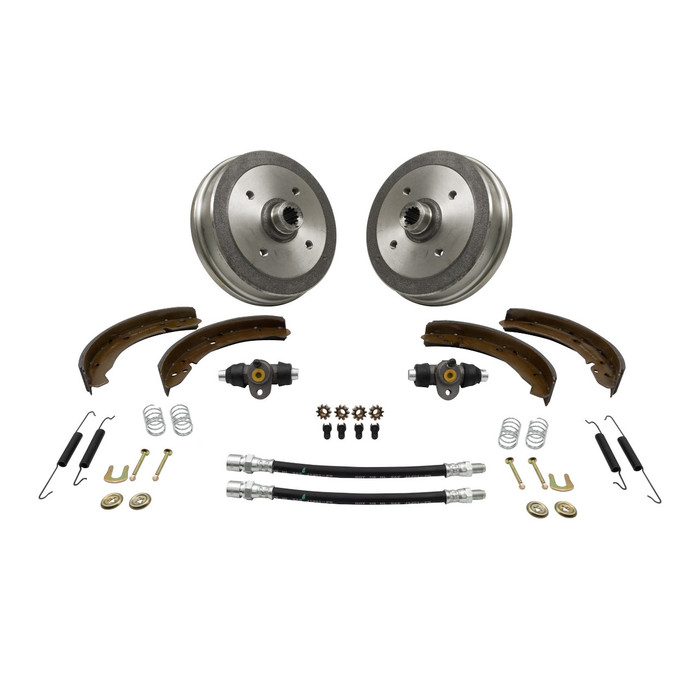 C10-T16977BK-RR - 22-5003-0 - CIP1 PREMIUM - REAR DRUM BRAKE SYSTEM OVERHAUL KIT - INCLUDES ALL NEW - DRUMS / CYLINDERS / SHOES / HOSES / HARDWARE - BEETLE 68-79 - KARMANN GHIA 68-74 - SOLD KIT