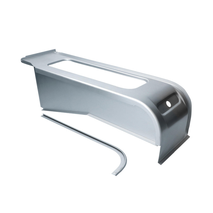VWC-211-703-595 - 211703595 - SILVER WELD-THROUGH HIGH QUALITY SHEET METAL - LEFT SIDE WHEEL HOUSING EXTENSION FOR WALKTHROUGH FRONT SEAT - BUS 52-67 - SOLD EACH