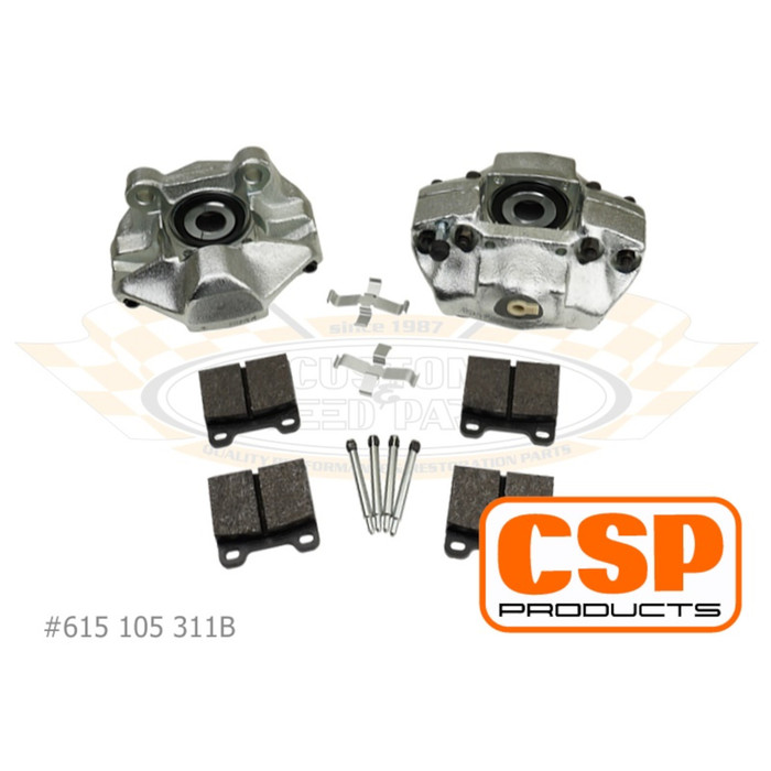VWC-311-615-107-BKIT - 311615107B - CSP BRAND  - FRONT BRAKE CALIPER KIT - LEFT AND RIGHT WITH PADS AND HARDWARE - TYPE-3 72-73 - TYPE-4 69-72 - PORSCHE 914 70-72 - SOLD SET