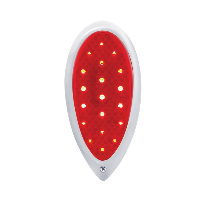 ACC-C10-7611-RD-LED - SEQUENTIAL UNIVERSAL RED LED TEARDROP TAIL LIGHT ASSEMBLIES - ORIGINALLY FORD PASSENGER CAR - 38-39 - SOLD PAIR