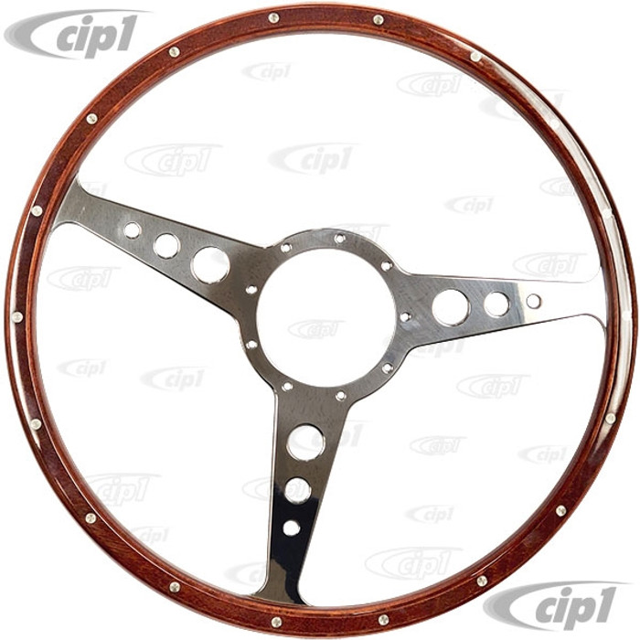 ACC-C15-3331 - MWS 16 INCH CLASSIC WOOD-RIMMED STEERING WHEEL - FLAT WITH HOLES (SUITABLE FOR BUS MODELS) - SOLD EACH