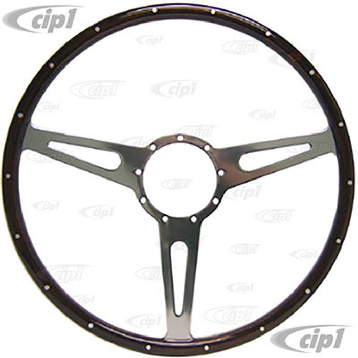 ACC-C15-3334 - MWS 17 INCH CLASSIC WOOD-RIMMED STEERING WHEEL - DISHED WITH SLOTTED SPOKES (SUITABLE FOR BUS MODELS)