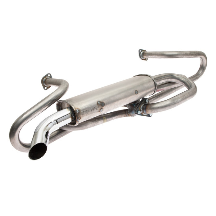 ACC-D-1013 - MADE IN THE USA - RAW STEEL - TUCK-A-WAY QUIET-PACK EXHAUST WITH CHROME TIP - 1-3/8 IN. TUBING -ALL TYPE-3 WITH 1300-1600CC OR LARGER ENGINE  - SOLD EACH