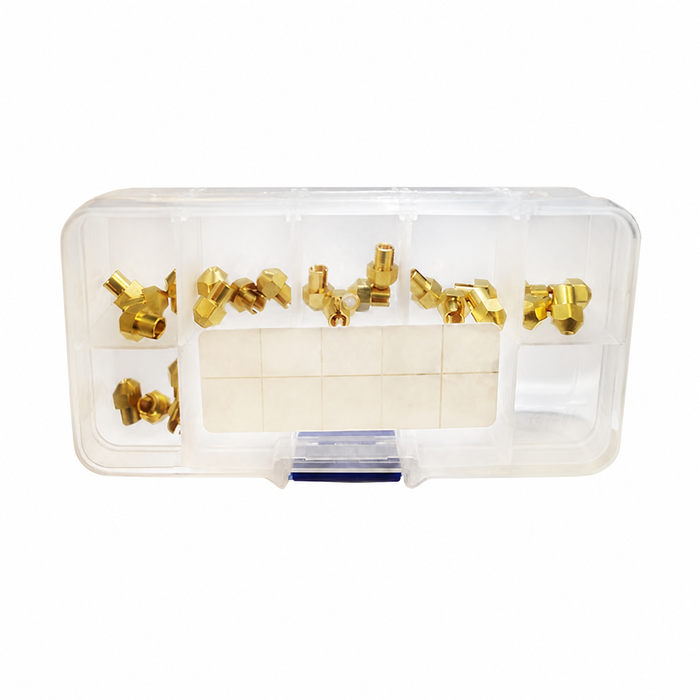 ACC-C10-6272 - BOX OF 24 PIECE MAIN JET KIT - FIT DCOE / DCO / IDA / IDF WEBER - HPMX EMPI CARBS - 4 EACH OF .140 TO .165 JETS - SOLD BOX SET OF 24 JETS